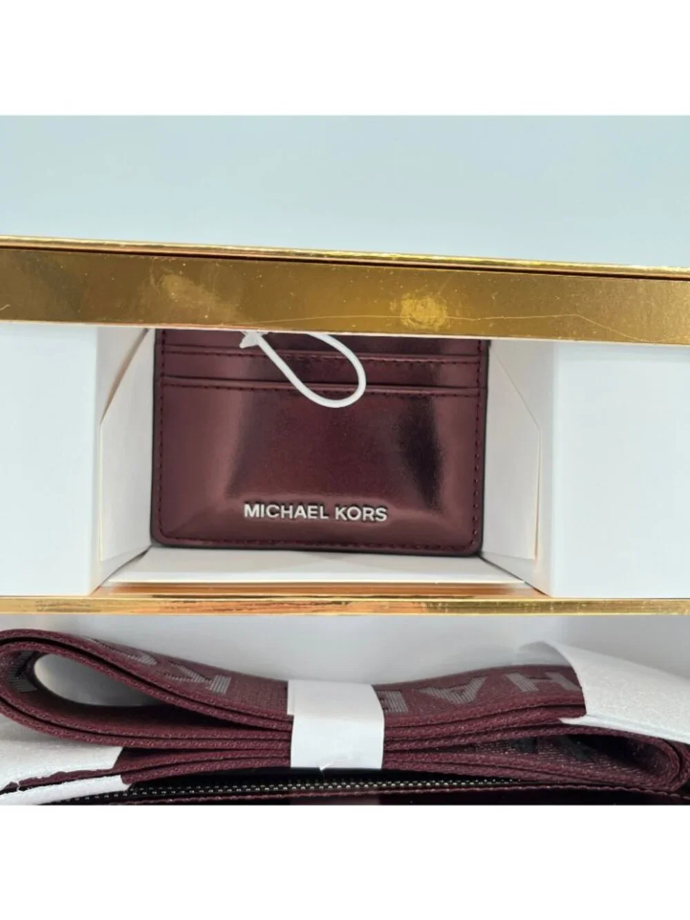 Michael Kors Maeve East West Crossbody Mulberry Coated Canvas Card Case Gift Box